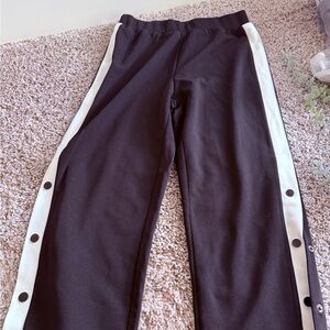 Black Track Pants with White Stripes